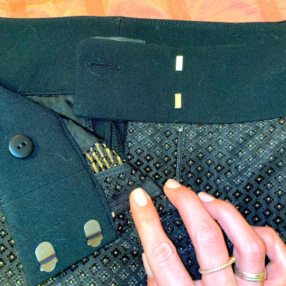 Loft Black and Gold Marisa Fit Dress Pant